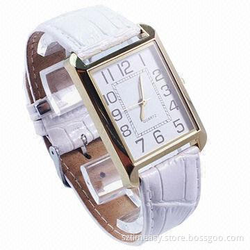Fashion watches with leather strap, alloy case